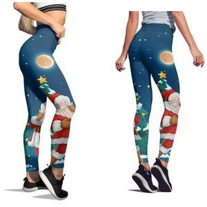 Vastitch Blue Midnite Santa Print HW Christmas Legging Small